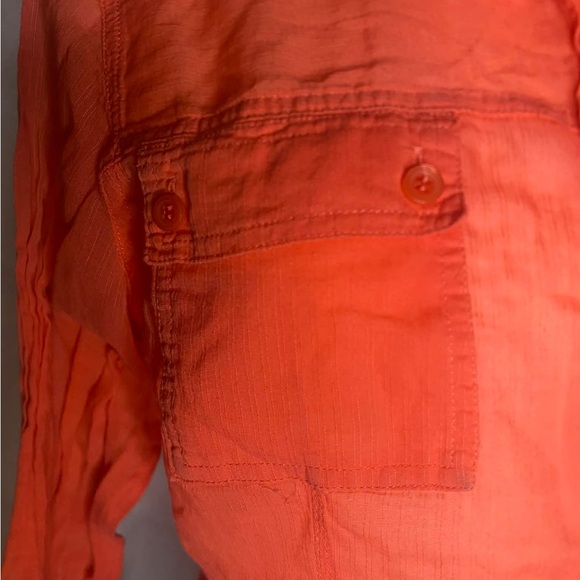 Liz Claiborne Orange 100% Cotton Button Down Shirt XL Coastal Preppy - Picture 5 of 7